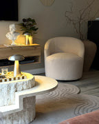 Swivel Armchair DAVIK Boucle Beige