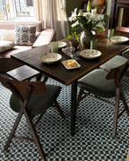 Set of 2 Dining Chairs LELAND Wood Dark Brown/ Green