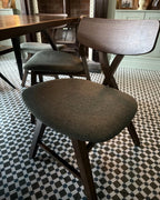 Set of 2 Dining Chairs LELAND Wood Dark Brown/ Green