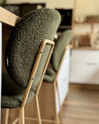 Set of 2 Bar Chairs LUANA Boucle Dark Green