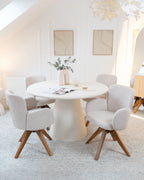 Set of 2 Dining Chairs Swivel JEAN Fabric Light Beige