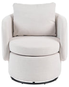 Swivel Armchair HORSENS with Storage Fabric Off-White