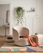 Swivel Armchair HORSENS with Storage Fabric Beige