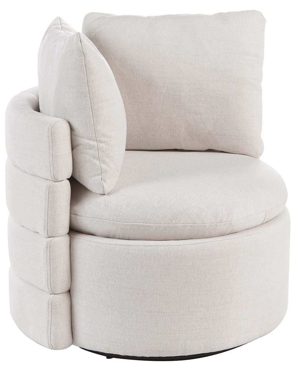 Swivel Armchair RANDERS with Storage Fabric Off-White