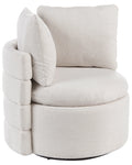 Swivel Armchair RANDERS with Storage Fabric Off-White