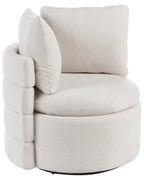 Swivel Armchair RANDERS with Storage Fabric Off-White