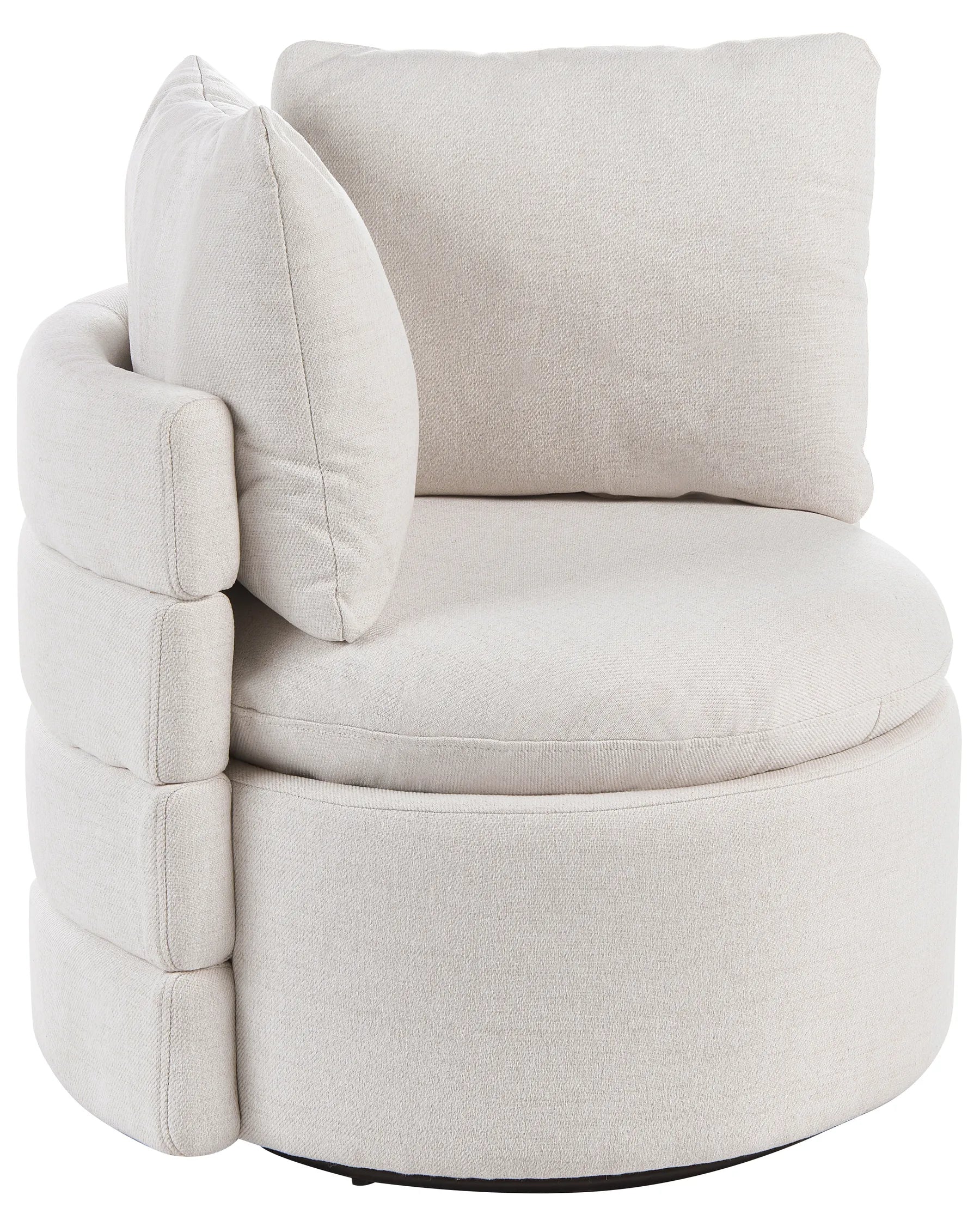 Swivel Armchair RANDERS with Storage Fabric Off-White
