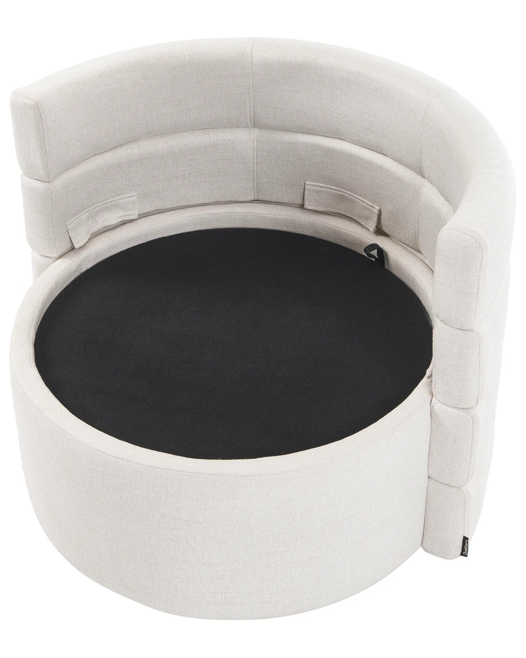 Swivel Armchair RANDERS with Storage Fabric Off-White