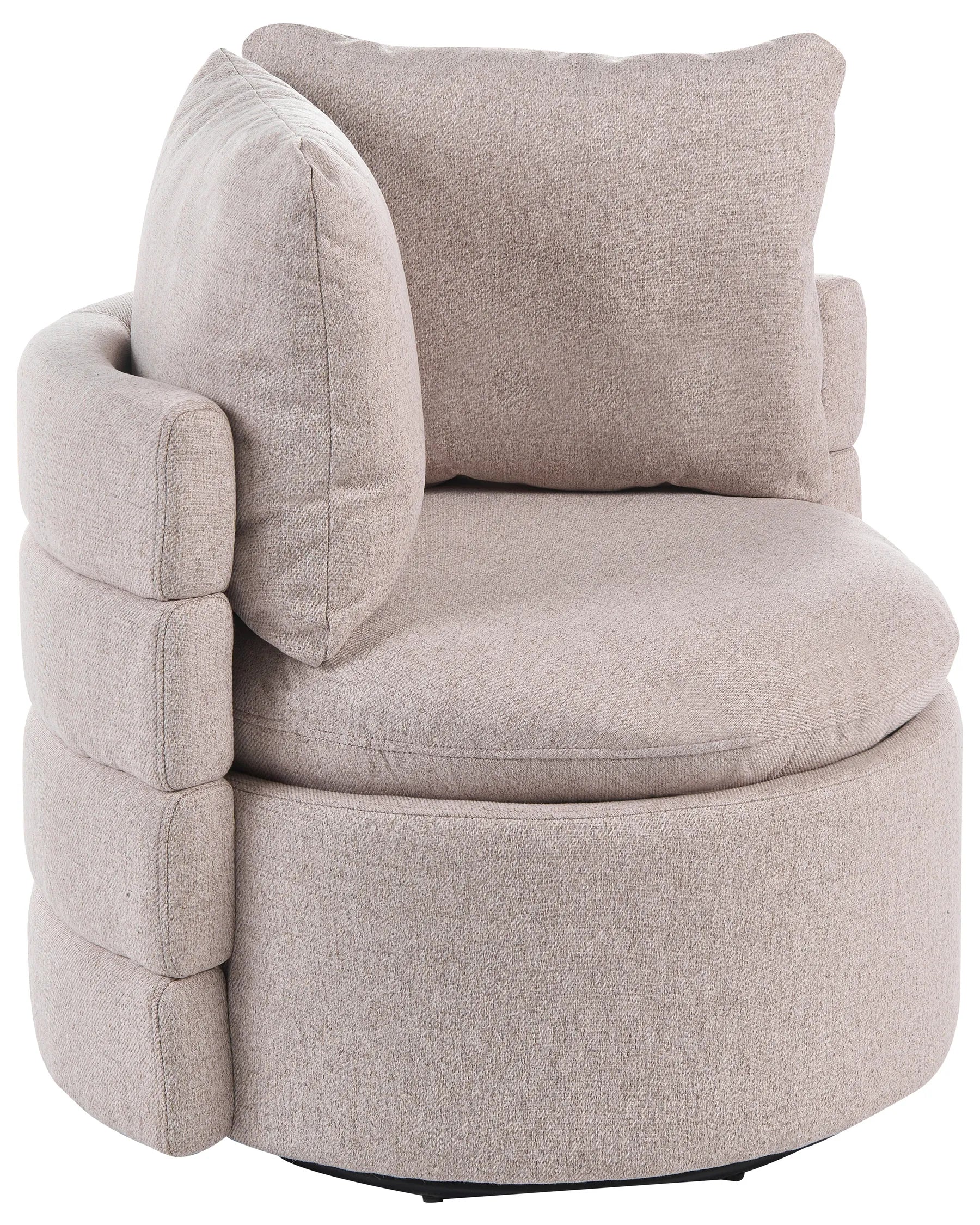 Swivel Armchair RANDERS with Storage Fabric Beige