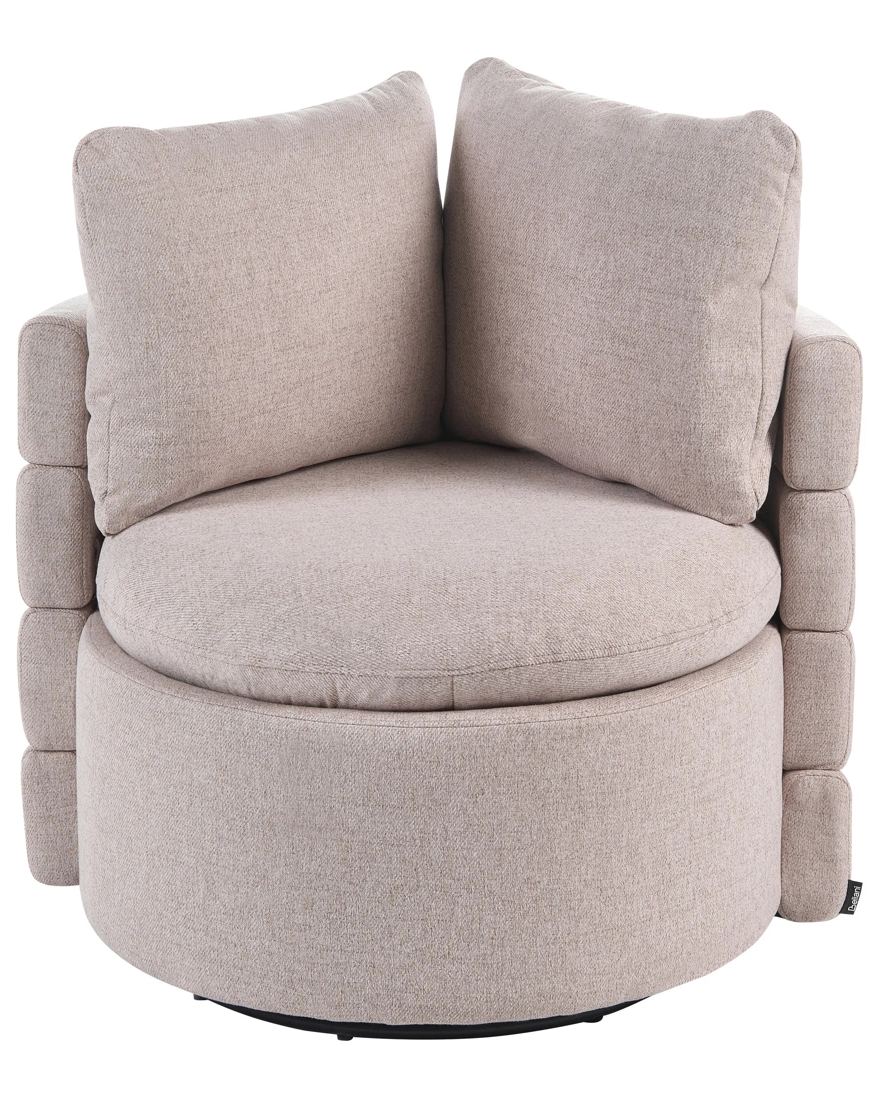 Swivel Armchair RANDERS with Storage Fabric Beige