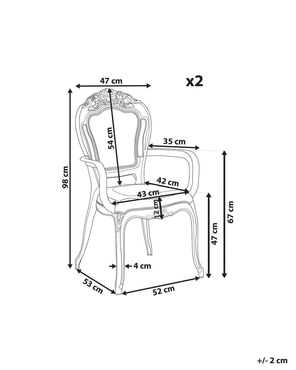 Set of 2 Dining Chairs VERMONT Transparent