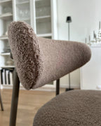Set of 2 Bar Chairs NODA Boucle Taupe — front product view