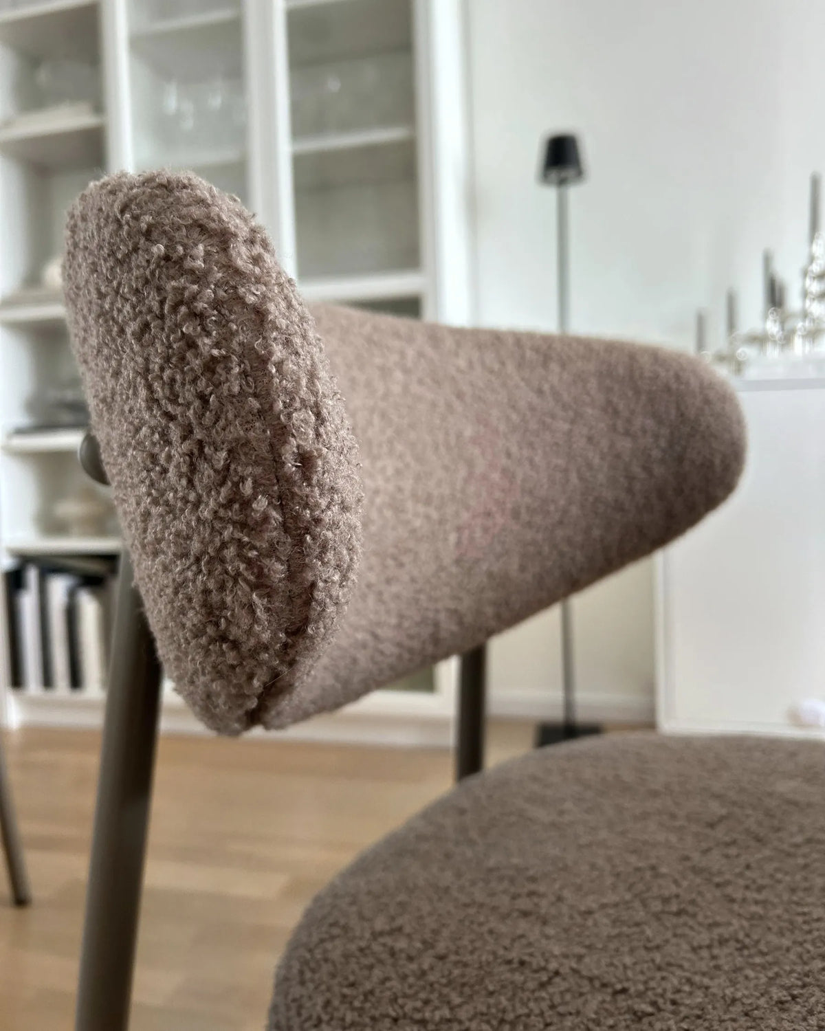 Set of 2 Bar Chairs NODA Boucle Taupe — front product view