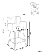 Set of 2 Bar Chairs SANILAC Velvet Light Grey