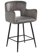 Set of 2 Bar Chairs SANILAC Velvet Light Grey
