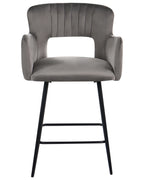 Set of 2 Bar Chairs SANILAC Velvet Light Grey