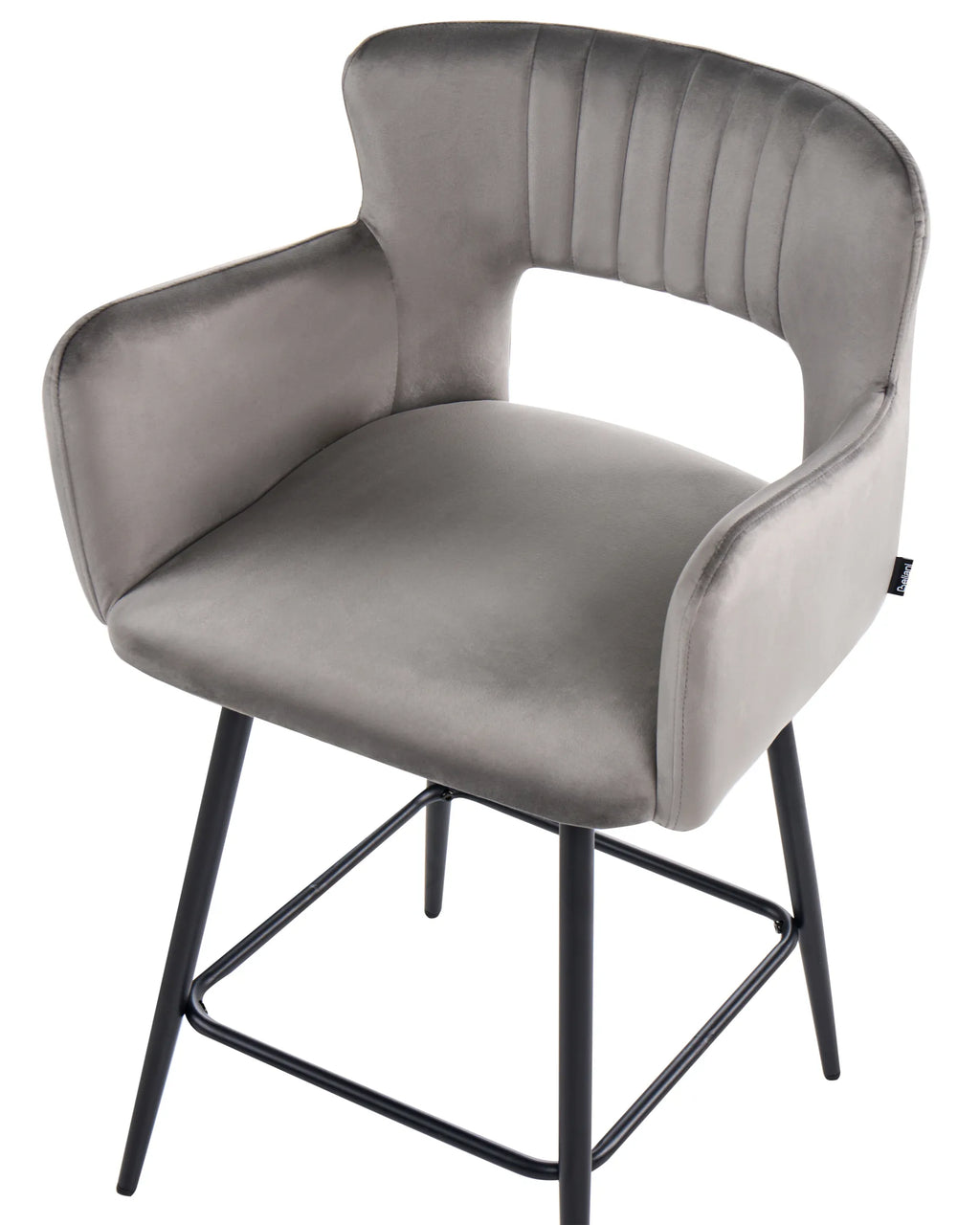 Set of 2 Bar Chairs SANILAC Velvet Light Grey