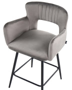 Set of 2 Bar Chairs SANILAC Velvet Light Grey