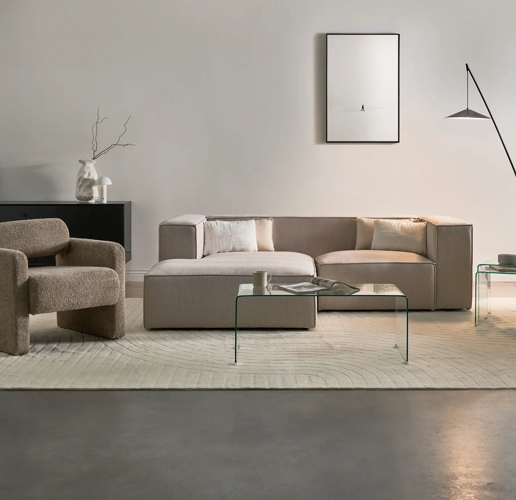 Armchair HALLSBERG Boucle Taupe