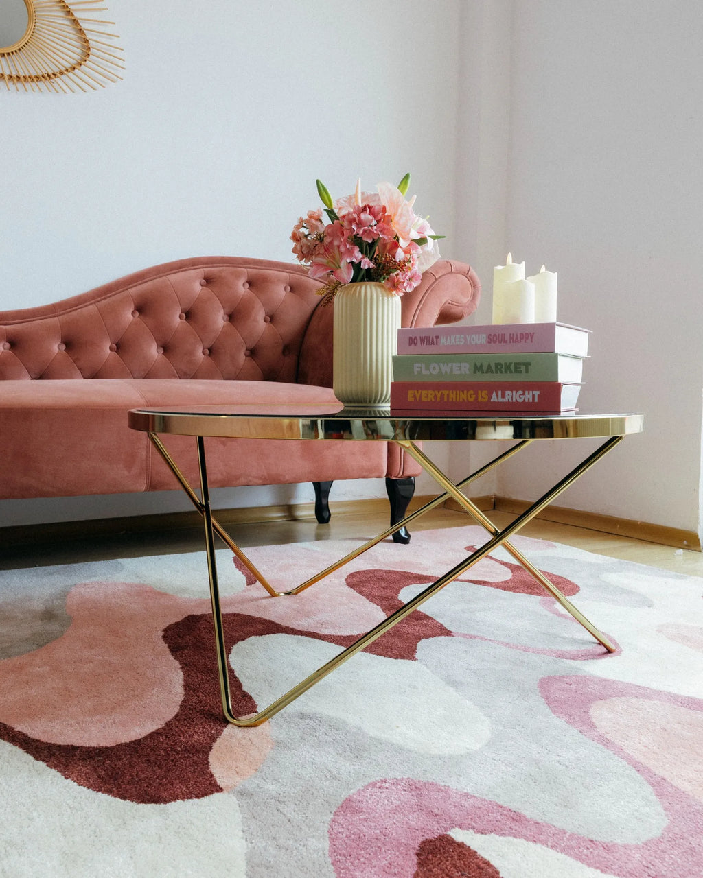 Coffee Table MERIDIAN Tempered Glass Black/ Gold