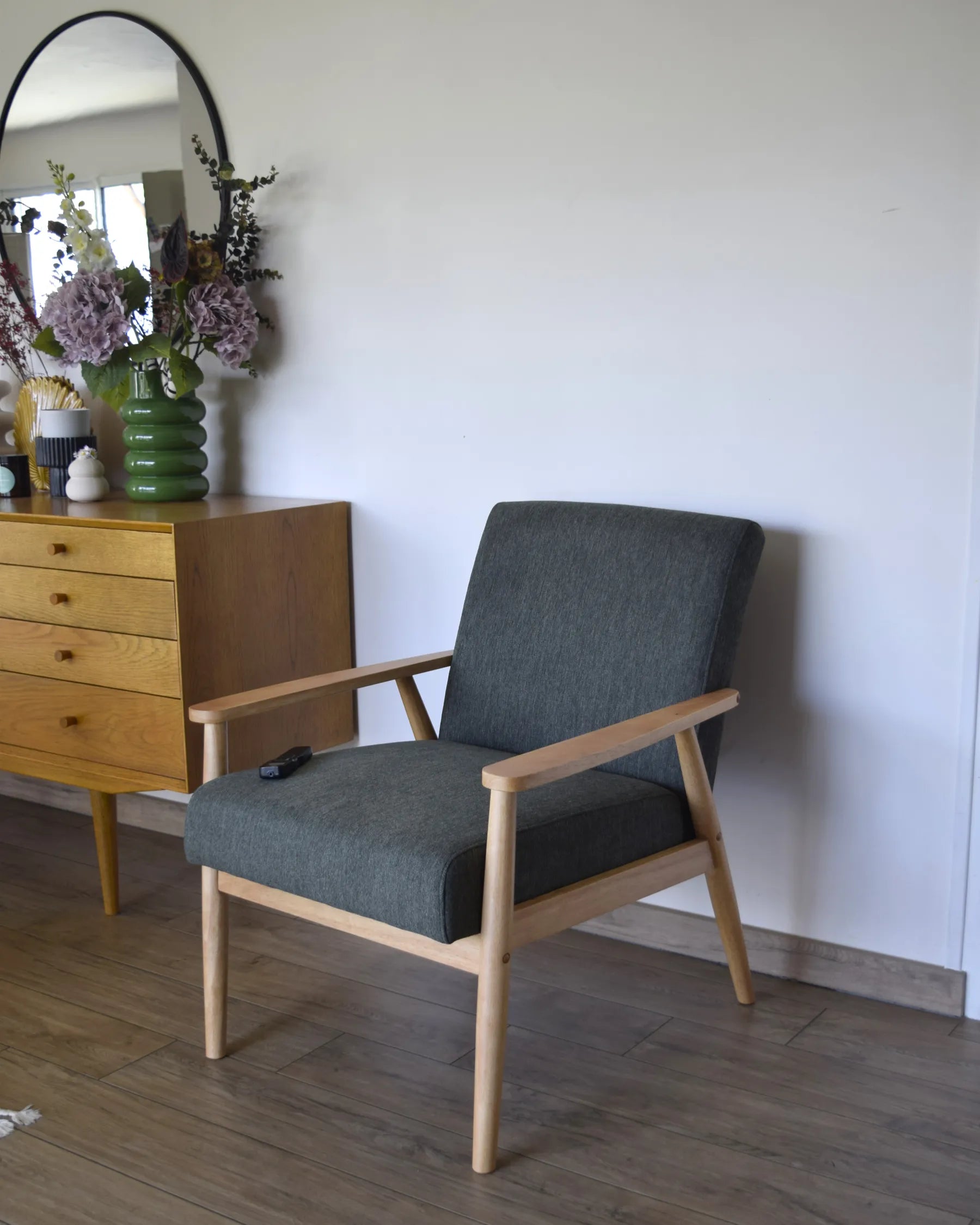 Armchair ESRUM Fabric Light Brown/ Green