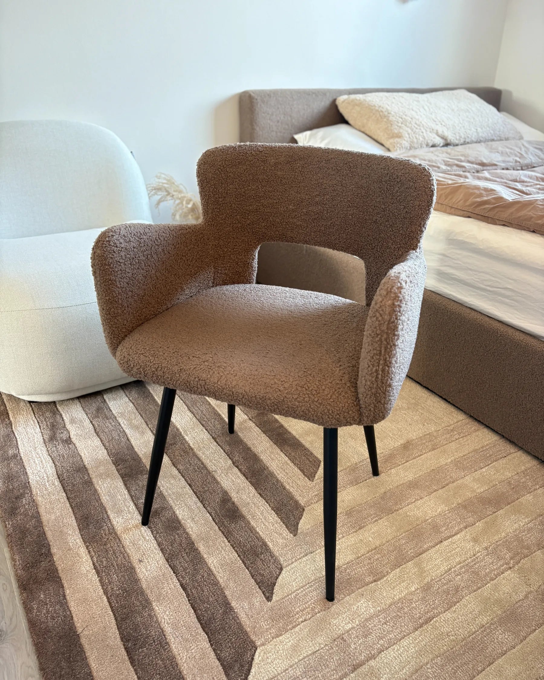 Set of 2 Dining Chairs SANILAC Boucle Brown