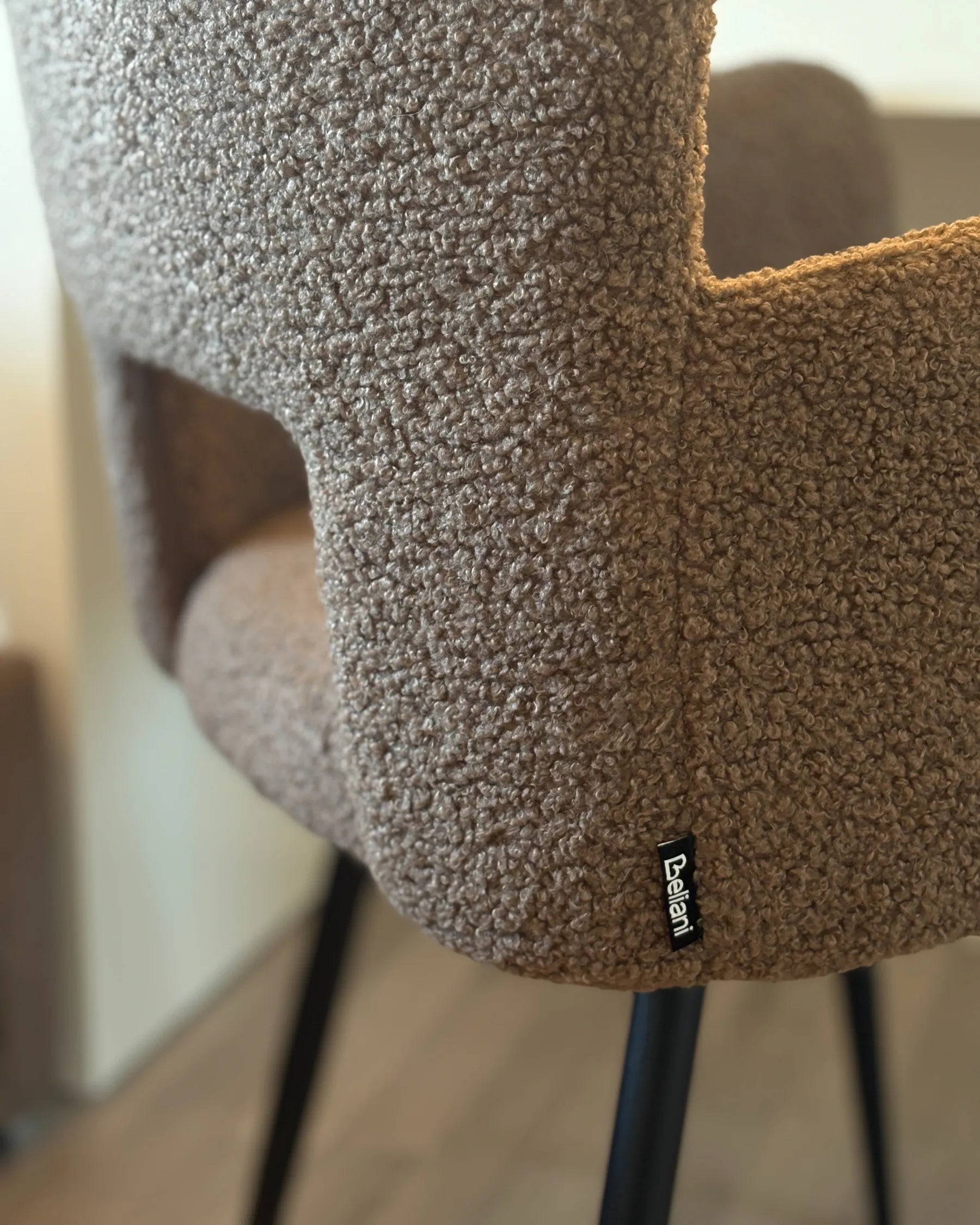 Set of 2 Dining Chairs SANILAC Boucle Brown