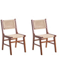 Set of 2 Dining Chairs OZELLA Wood Brown/ Beige