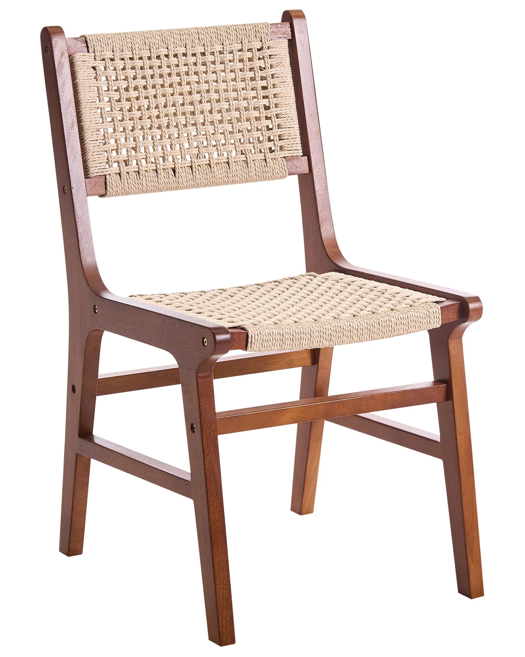 Set of 2 Dining Chairs OZELLA Wood Brown/ Beige