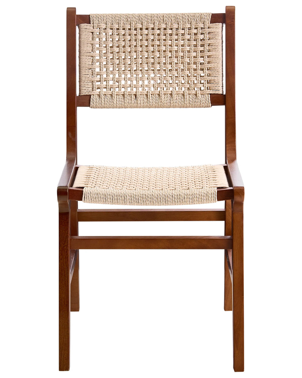 Set of 2 Dining Chairs OZELLA Wood Brown/ Beige