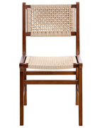 Set of 2 Dining Chairs OZELLA Wood Brown/ Beige