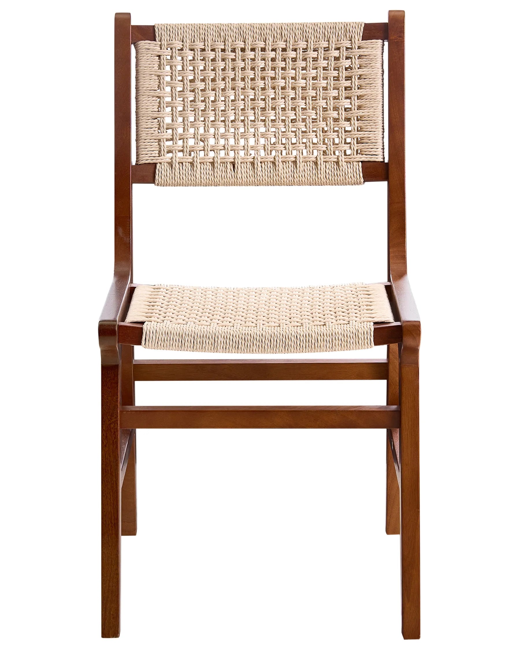 Set of 2 Dining Chairs OZELLA Wood Brown/ Beige