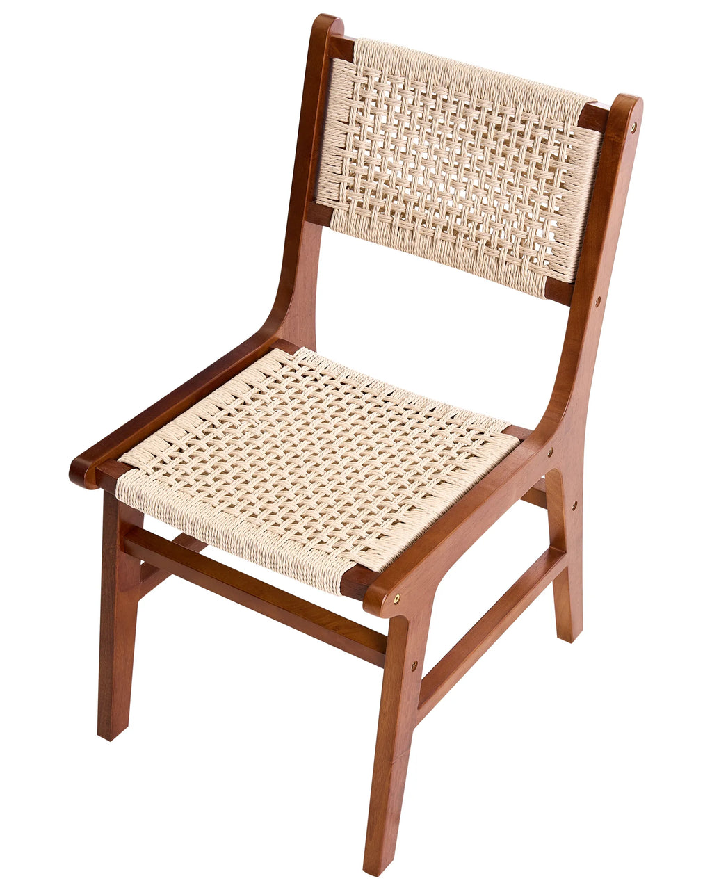 Set of 2 Dining Chairs OZELLA Wood Brown/ Beige