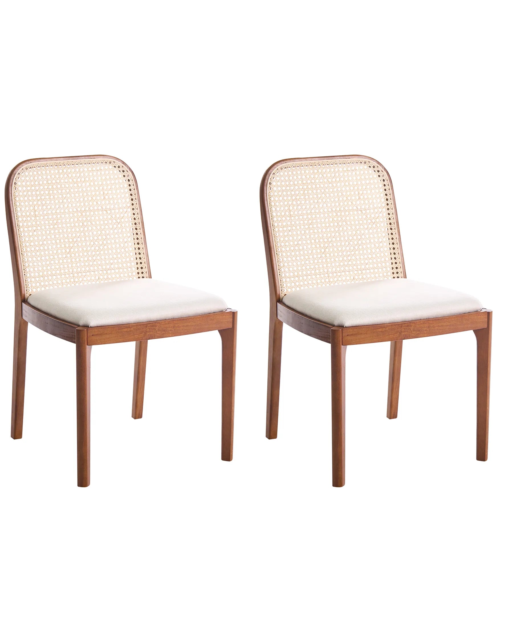 Set of 2 Dining Chairs EDINA Fabric Brown/ Beige