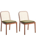 Set of 2 Dining Chairs EDINA Fabric Brown/ Green