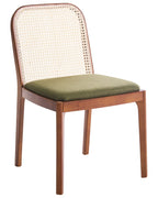 Set of 2 Dining Chairs EDINA Fabric Brown/ Green