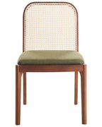 Set of 2 Dining Chairs EDINA Fabric Brown/ Green
