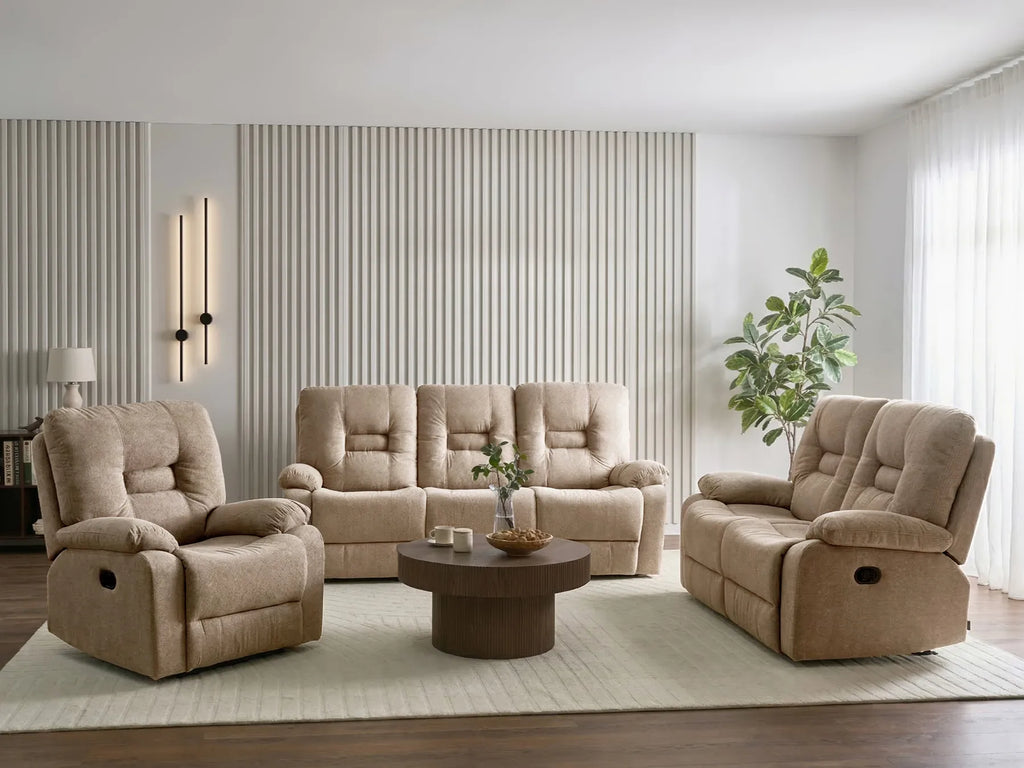 Recliner Chair BERGEN with Footrest Fabric Beige