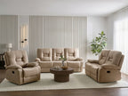 Recliner Chair BERGEN with Footrest Fabric Beige