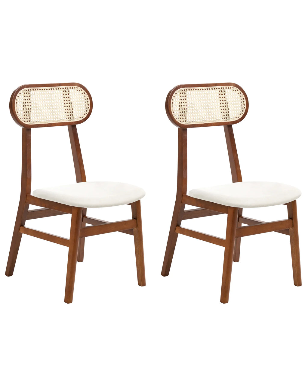 Set of 2 Dining Chairs FALLON Wood Brown/ Light Beige