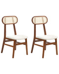 Set of 2 Dining Chairs FALLON Wood Brown/ Light Beige