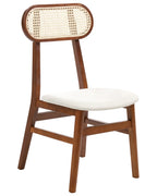 Set of 2 Dining Chairs FALLON Wood Brown/ Light Beige