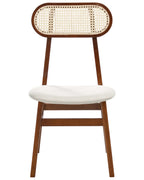 Set of 2 Dining Chairs FALLON Wood Brown/ Light Beige