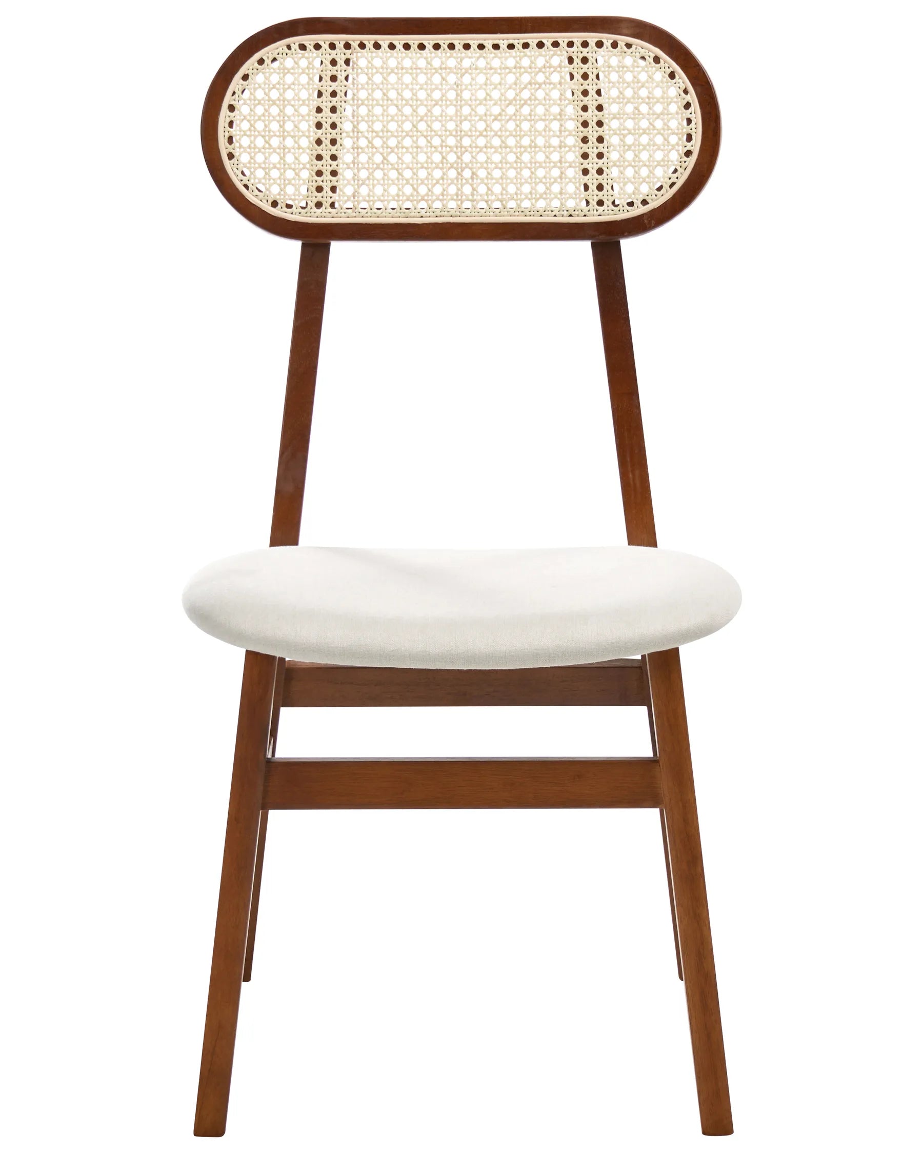 Set of 2 Dining Chairs FALLON Wood Brown/ Light Beige