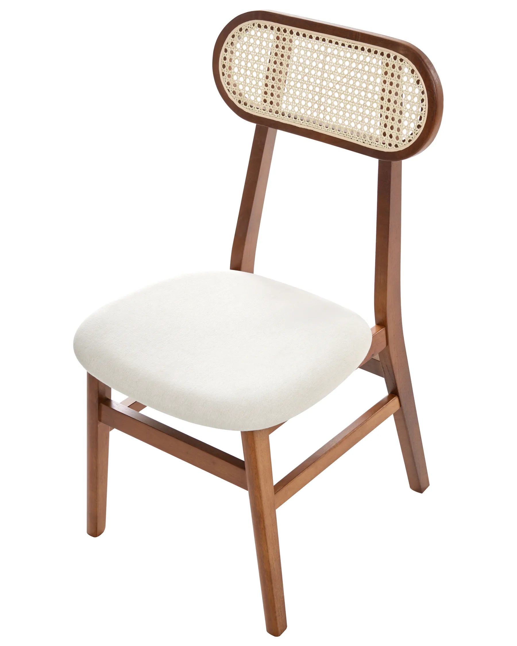 Set of 2 Dining Chairs FALLON Wood Brown/ Light Beige