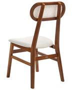 Set of 2 Dining Chairs FALLON Wood Brown/ Light Beige