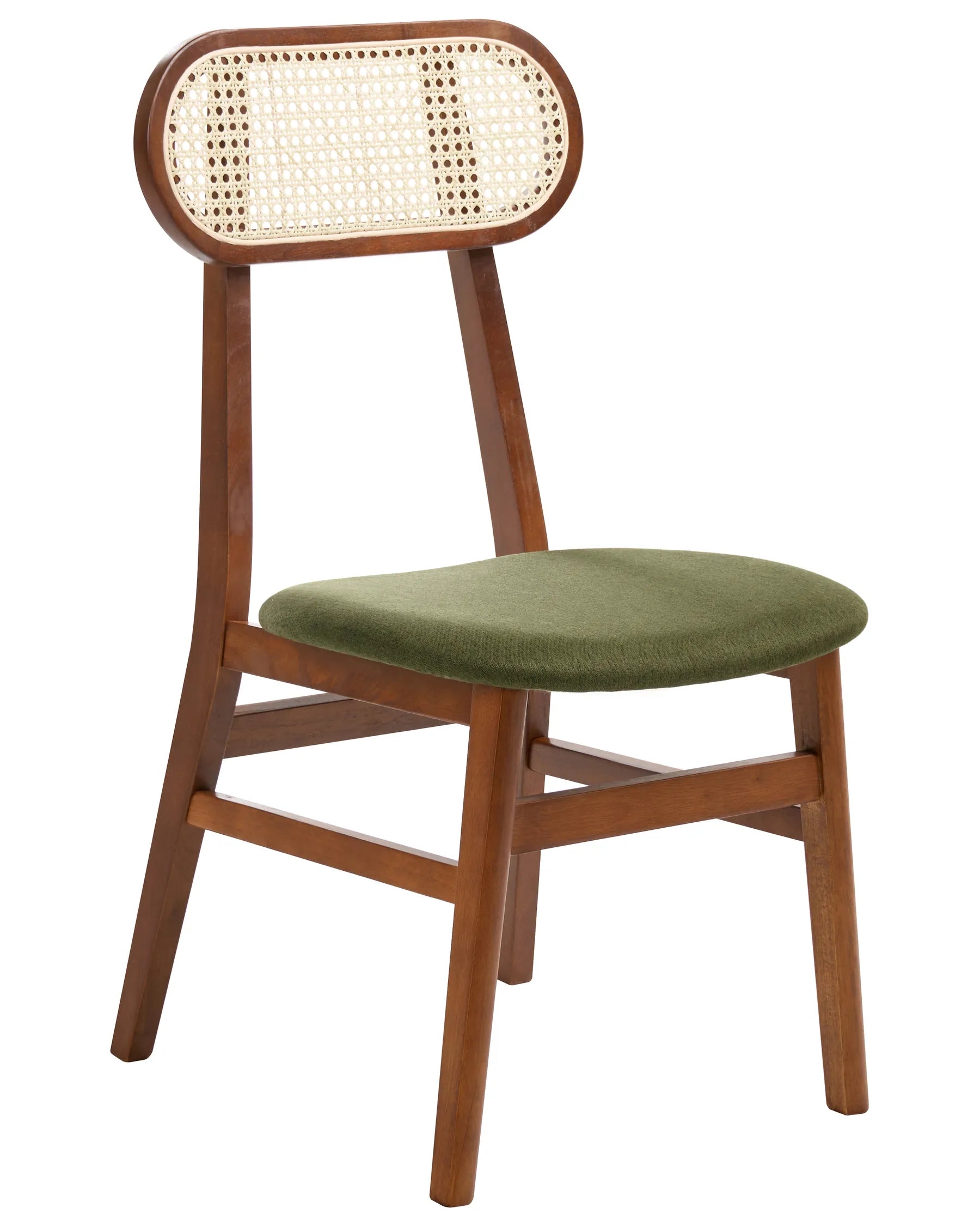 Set of 2 Dining Chairs FALLON Wood Brown/ Green