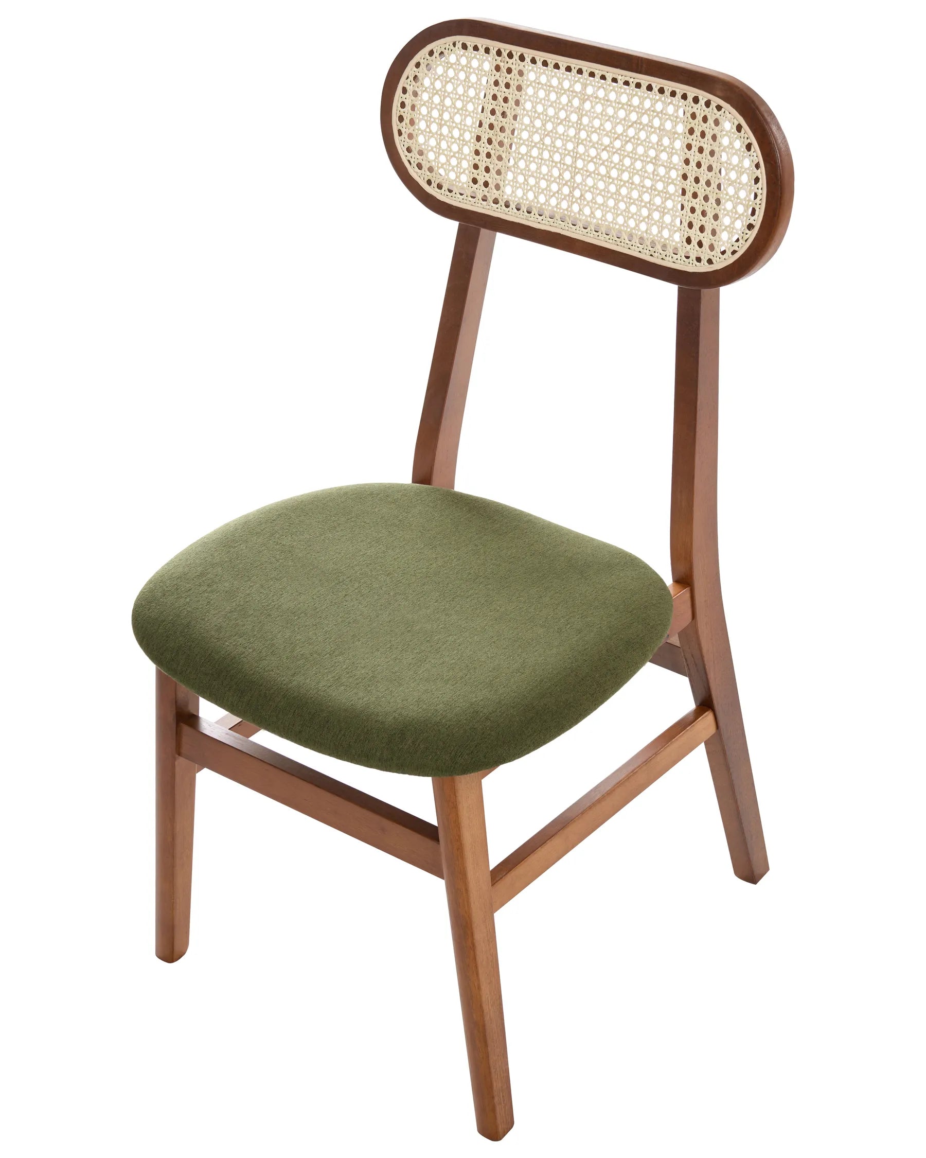 Set of 2 Dining Chairs FALLON Wood Brown/ Green