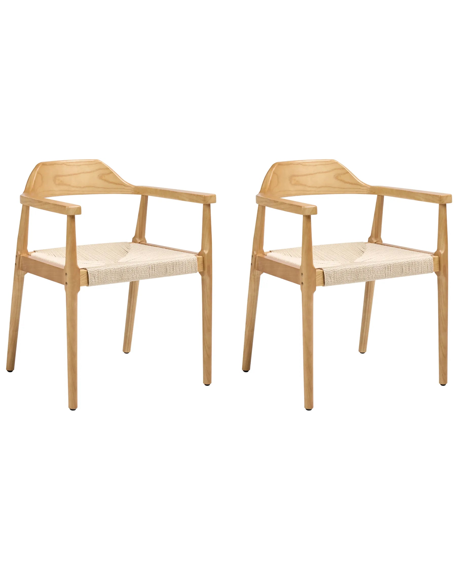 Set of 2 Dining Chairs OAKDALE Wood Light Brown/ Beige