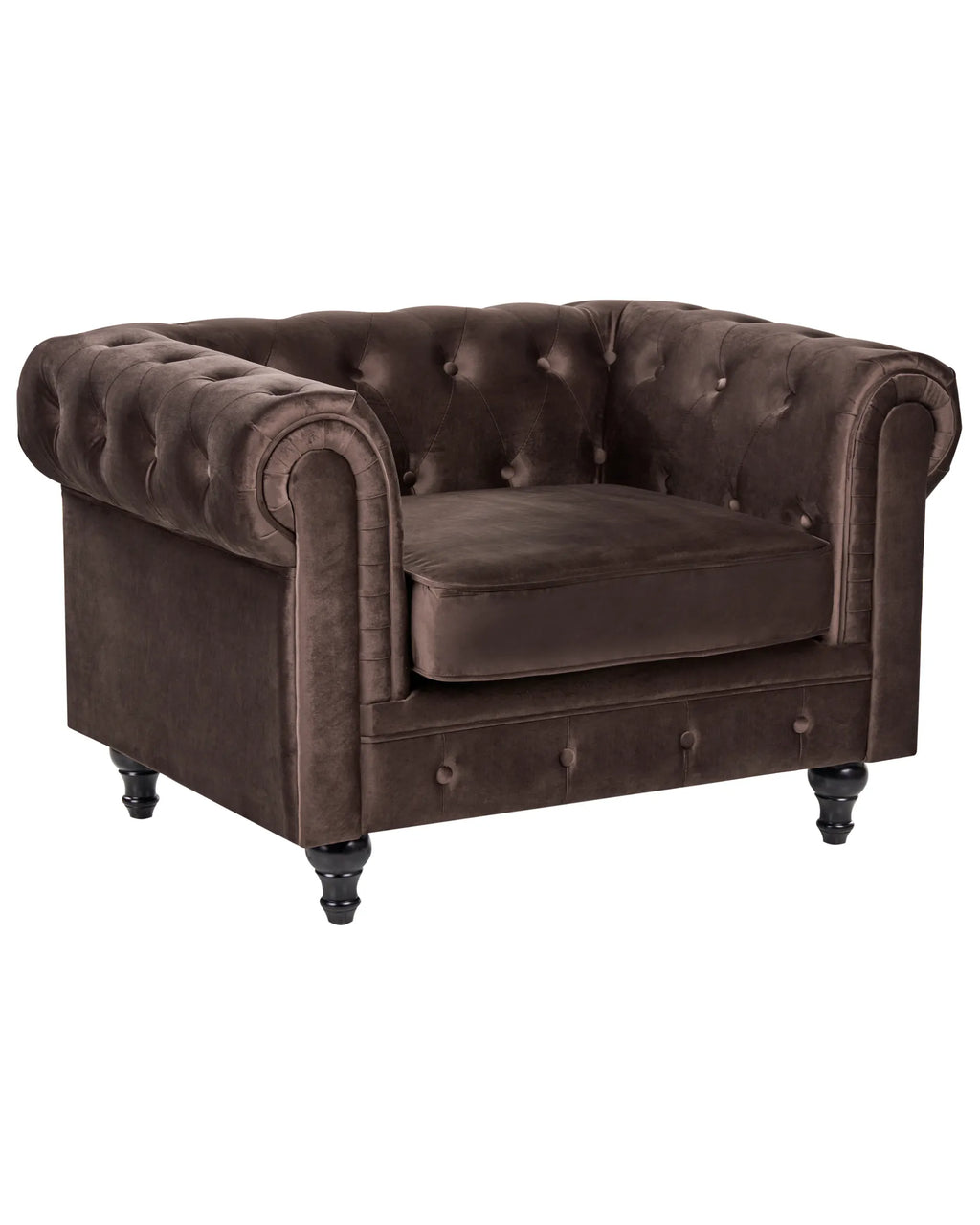 Armchair CHESTERFIELD Velvet Dark Brown